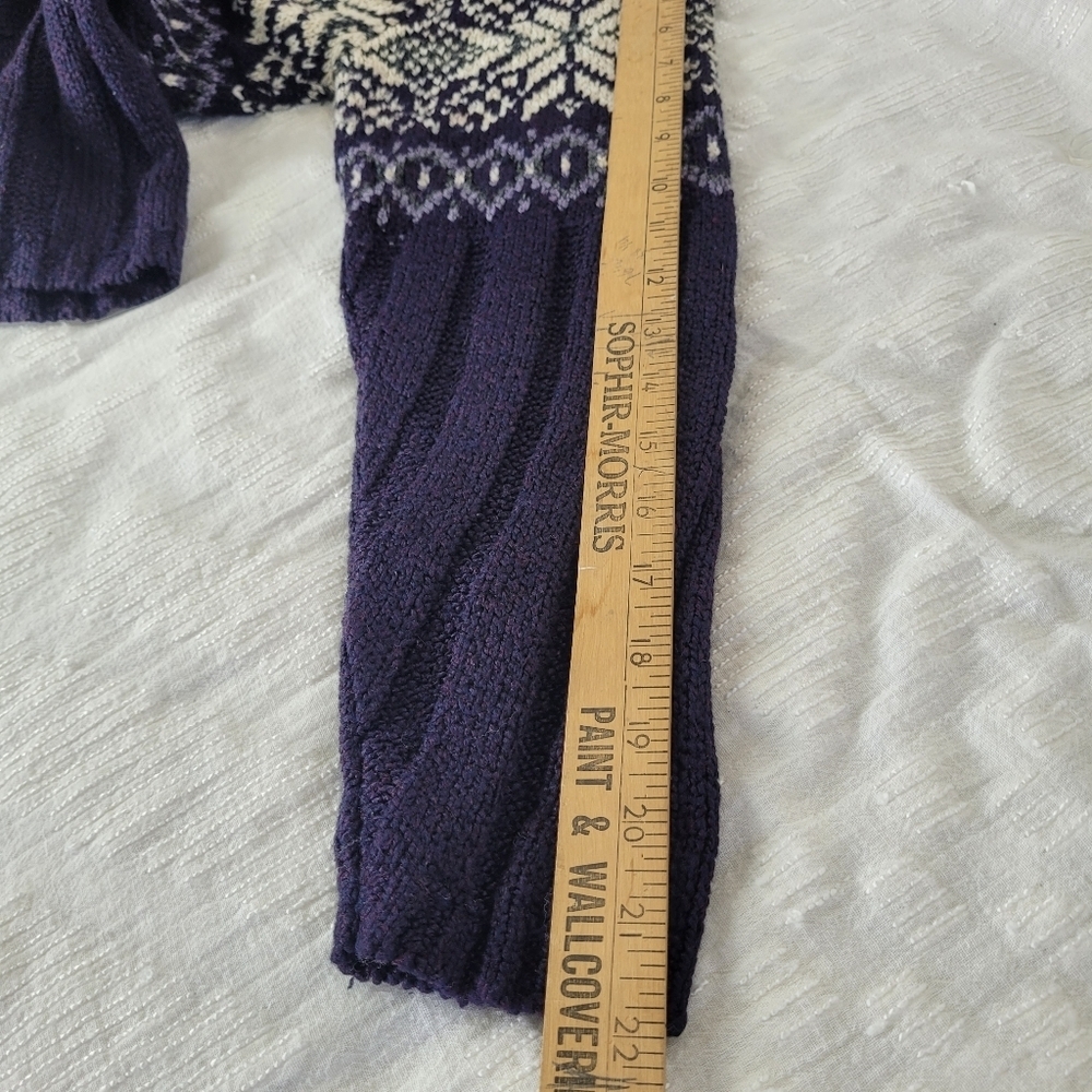 Sweater Project purple lavender ivory ski sweater turtleneck cozy hygge sport M - Picture 7 of 10